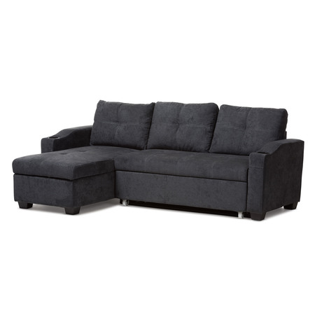 BAXTON STUDIO Lianna Modern Dark Grey Upholstered Sectional Sofa 143-8760